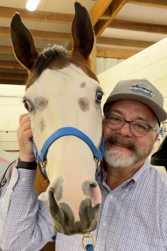 Gordon L. Dick with his horse, Ed